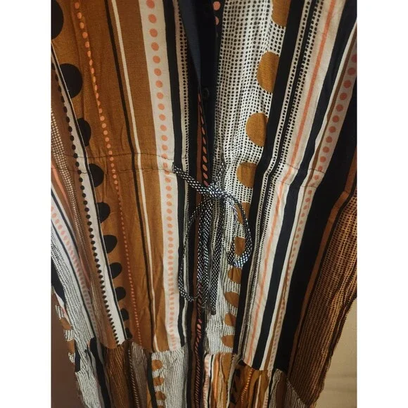 Anthropologie Maeve Alondra Tiered Pockets Tie Waist Maxi Dress Size 10 Boho - Picture 3 of 7